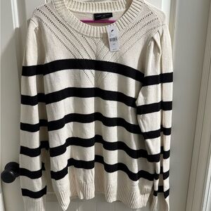 Lane Bryant Cream and Black Striped Sweater